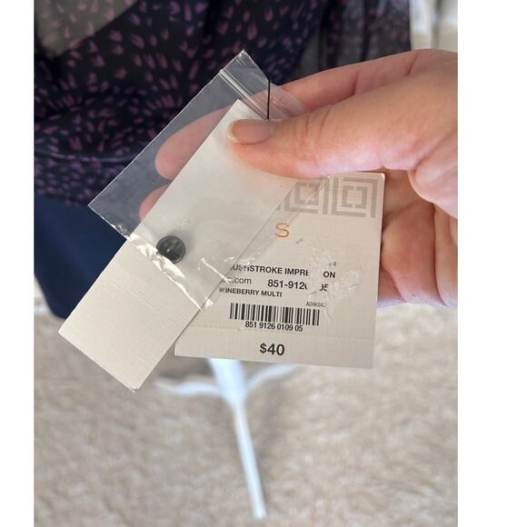 Liz Claiborne Womens Sz S Black Purple Animal Print Sheer Blouse & Tank Set#0104 - Picture 9 of 9